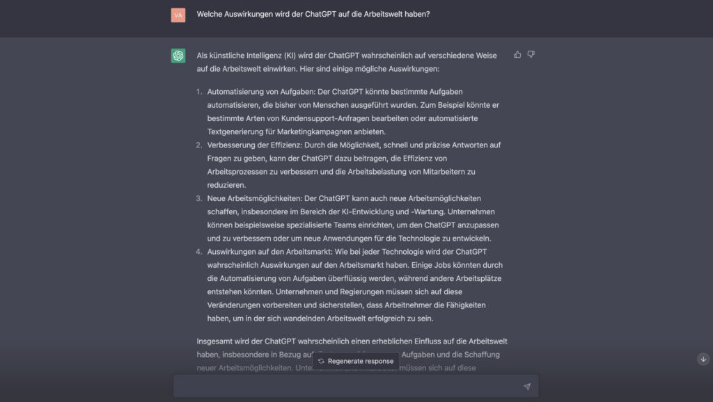 ChatGPT Answer - innobit ag